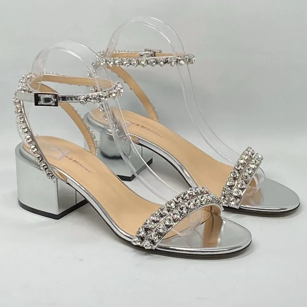Mach & Mach Audrey Embellished Metallic Leather Ankle Sandals size 38